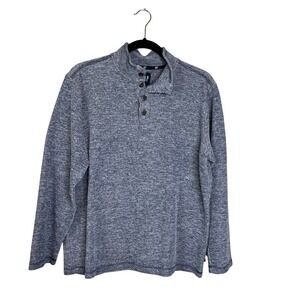 GAP Button Mock Neck‎ Long Sleeve Pullover Sweater Mens M Heather Blue